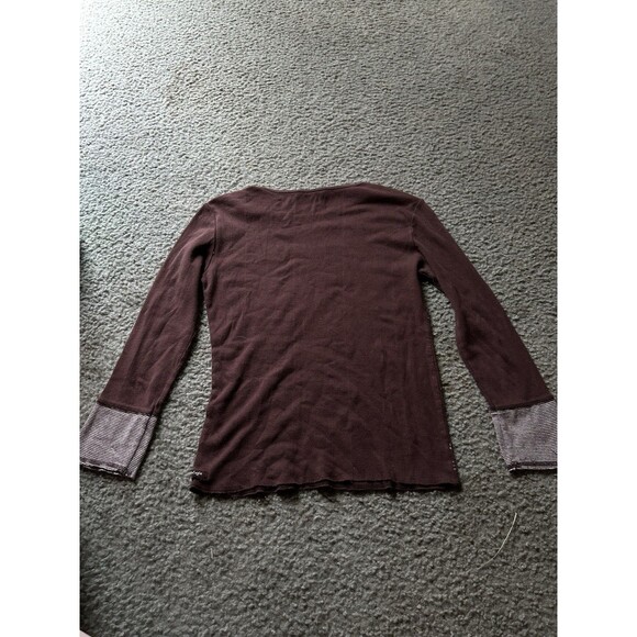 Vintage RARE American Eagle Floral Brown Henley Top Hippie 90s Sz SMALL - Picture 5 of 5